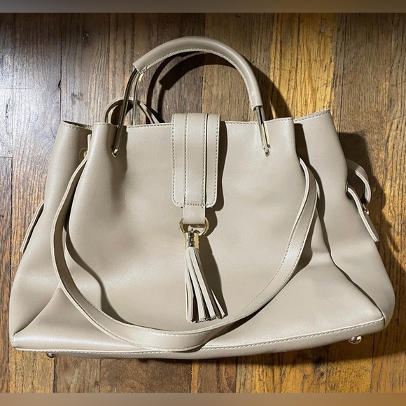 Yoki Handbags - Yoki Taupe Satchel with Tassel